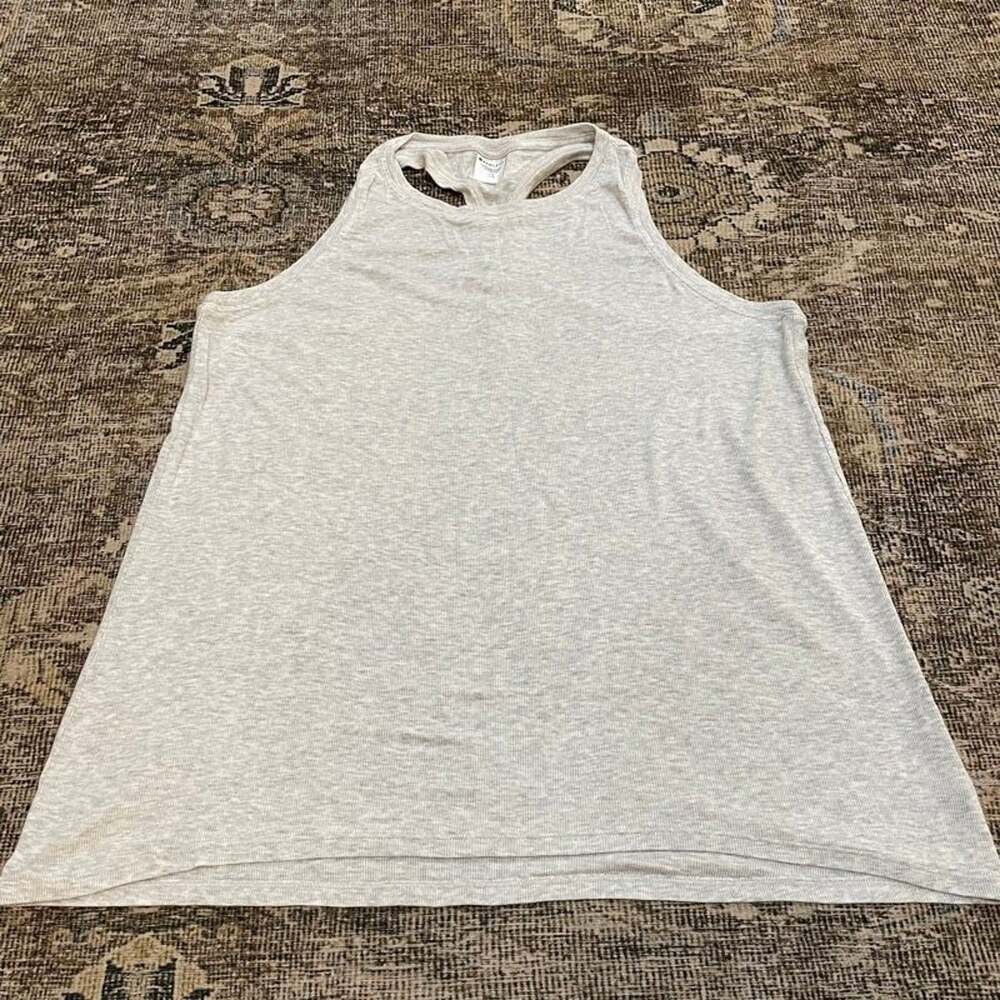 Athleta Womens L Ribbed Racerback Tank Top Heather Gray Modal Blend Flowy